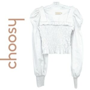 Choosy Charlotte Smocked Cropped Shirt
